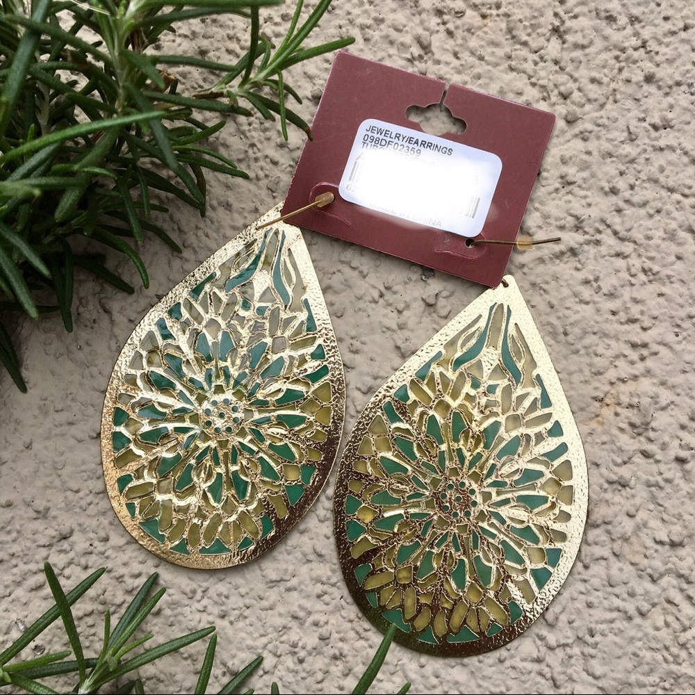 Forever 21 turquoise yellow earrings - Picture 3 of 3